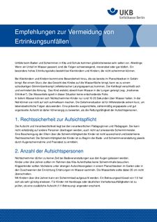 Empfehlungen zur Vermeidung von Ertrinkungsunfällen 