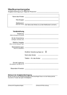 Beispielvorlage für eine Vereinbarung mit der Kita
