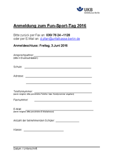 Anmeldung zum Fun-Sport-Tag 2016